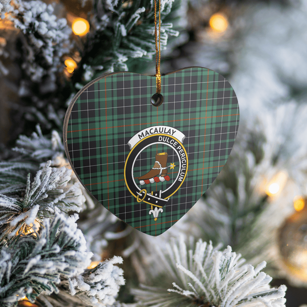 Clan MacAulay Hunting Ancient Tartan Crest Heart Ceramic Ornament ZU63 MacAulay Hunting Ancient Tartan Tartan Christmas   