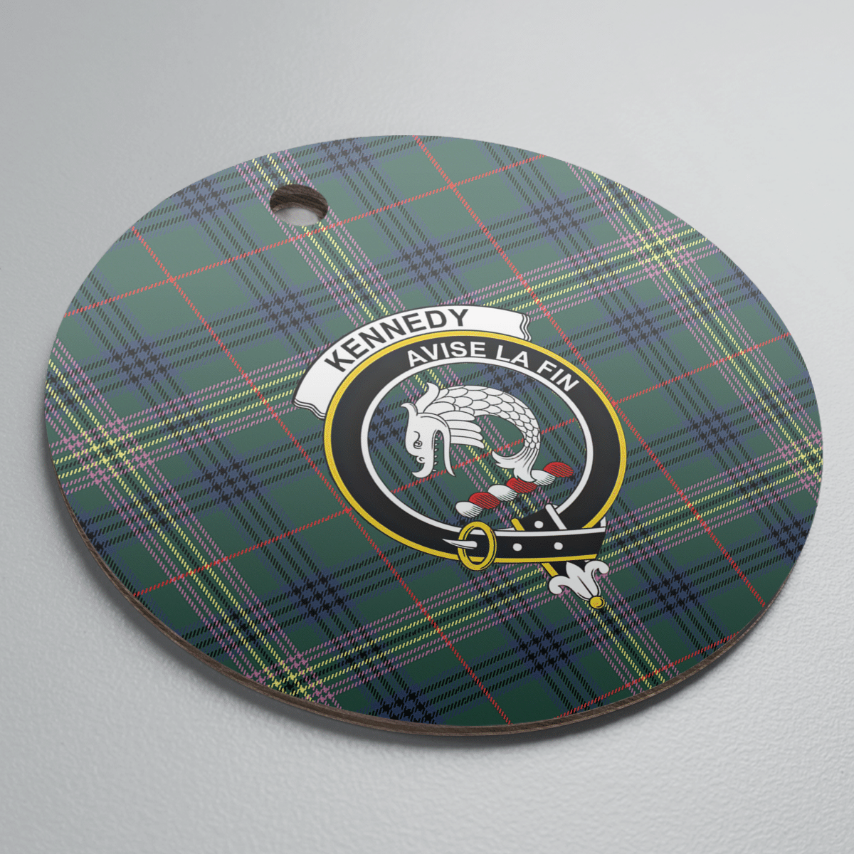 Clan Kennedy Modern Tartan Crest Round Ceramic Ornament XU43 Kennedy Modern Tartan Tartan Christmas   