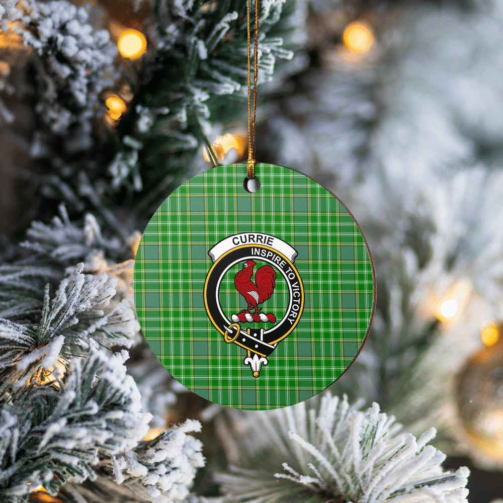 Clan Currie Tartan Crest Round Ceramic Ornament NP37 Currie Tartan Tartan Christmas   