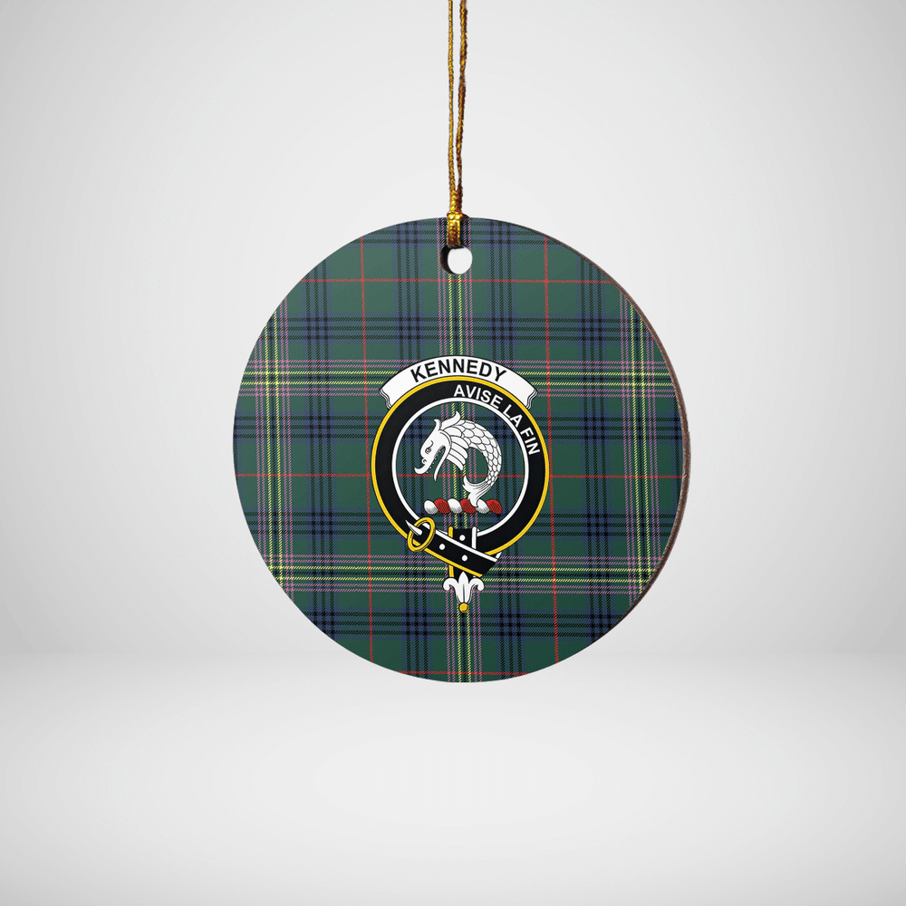 Clan Kennedy Modern Tartan Crest Round Ceramic Ornament XU43 Kennedy Modern Tartan Tartan Christmas   