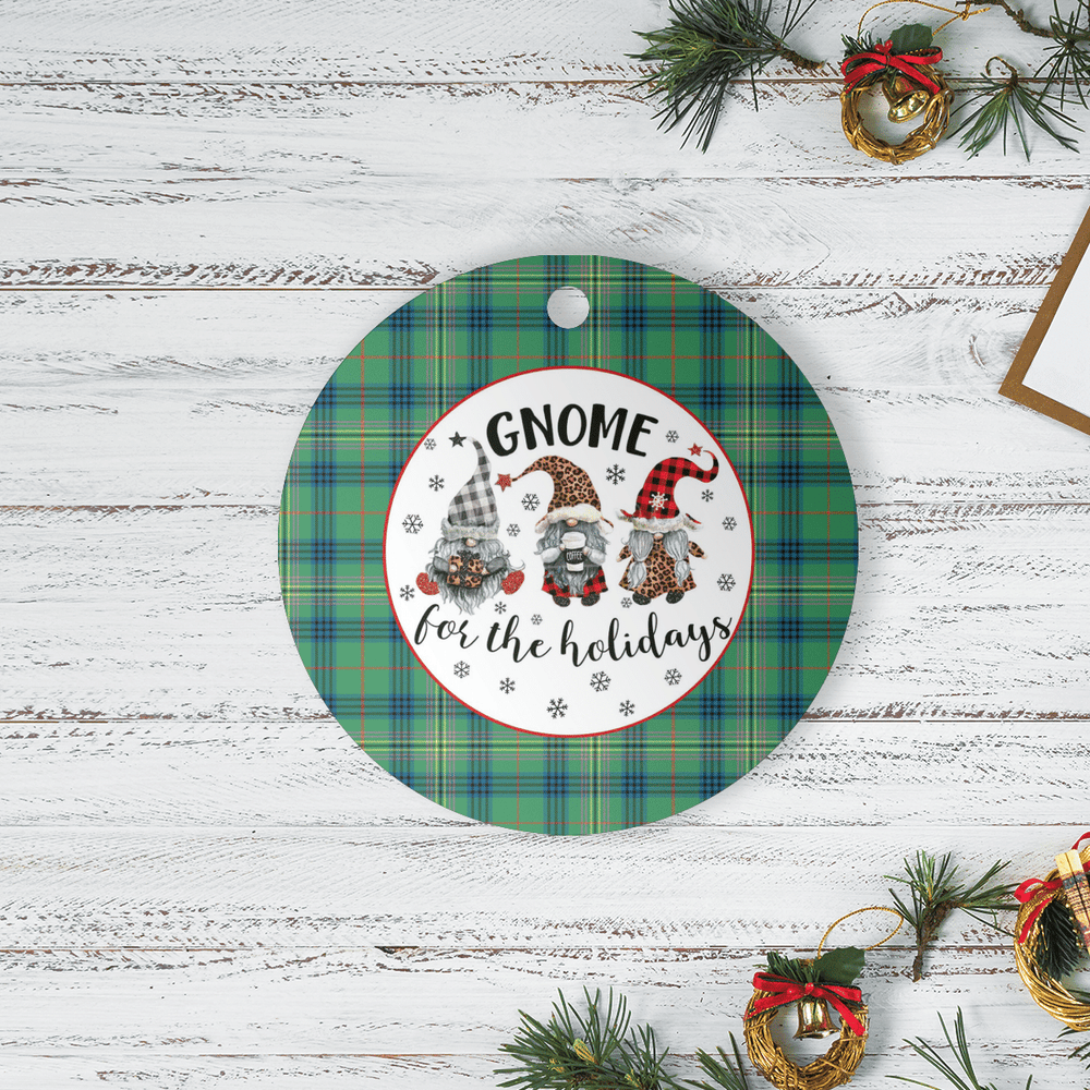 Clan Kennedy Ancient Tartan Tartan Crest Gnome Round Ceramic Ornament WP97 Kennedy Ancient Tartan Tartan Christmas   