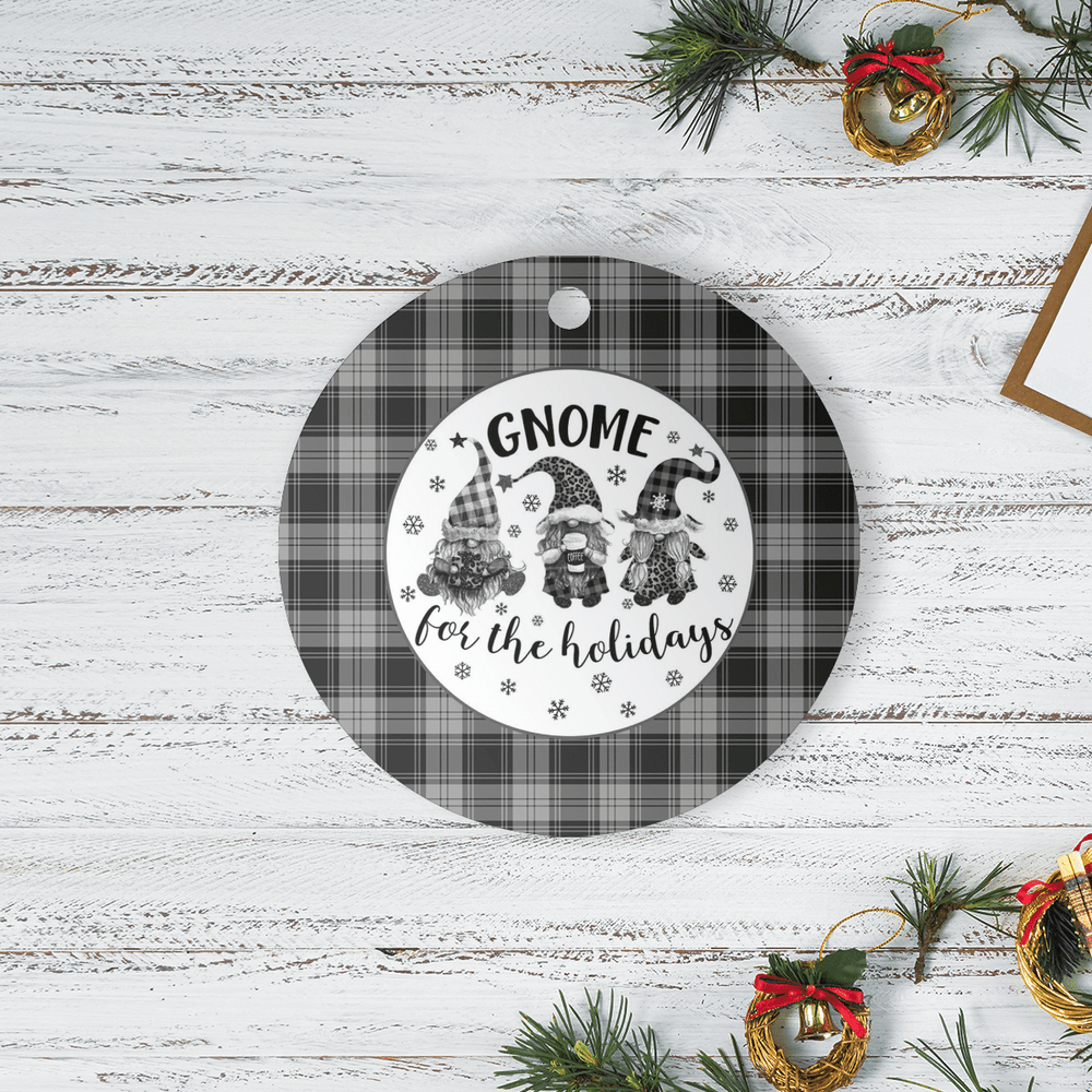 Clan Glen Tartan Tartan Crest Gnome Round Ceramic Ornament CR64 Glen Tartan Tartan Christmas   