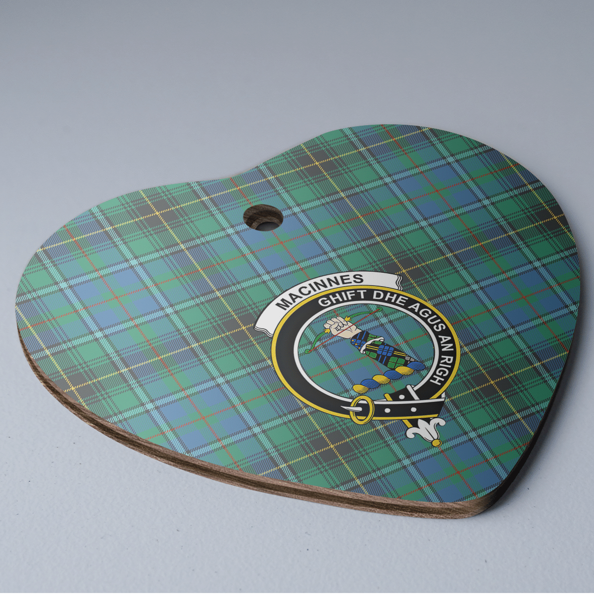 Clan MacInnes Ancient Tartan Crest Heart Ceramic Ornament ET23 MacInnes Ancient Tartan Tartan Christmas   
