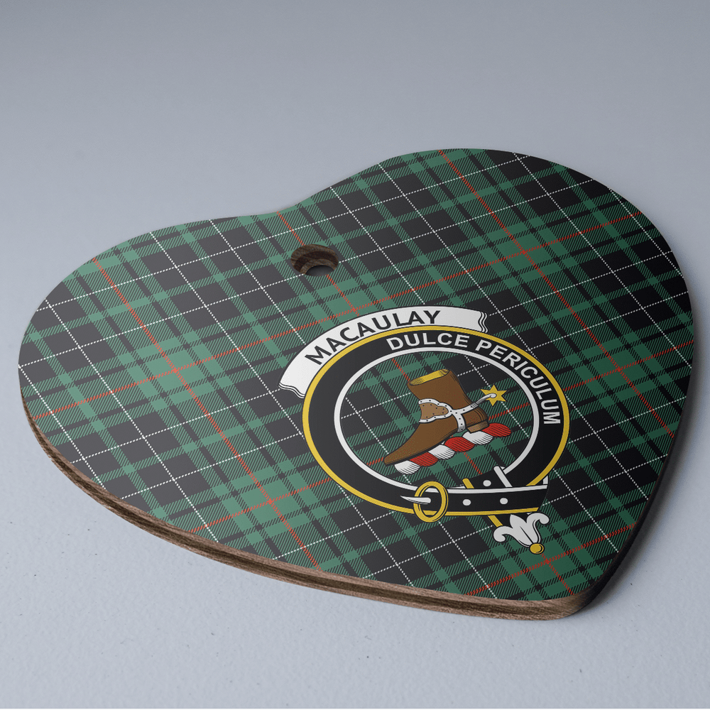 Clan MacAulay Hunting Ancient Tartan Crest Heart Ceramic Ornament ZU63 MacAulay Hunting Ancient Tartan Tartan Christmas   