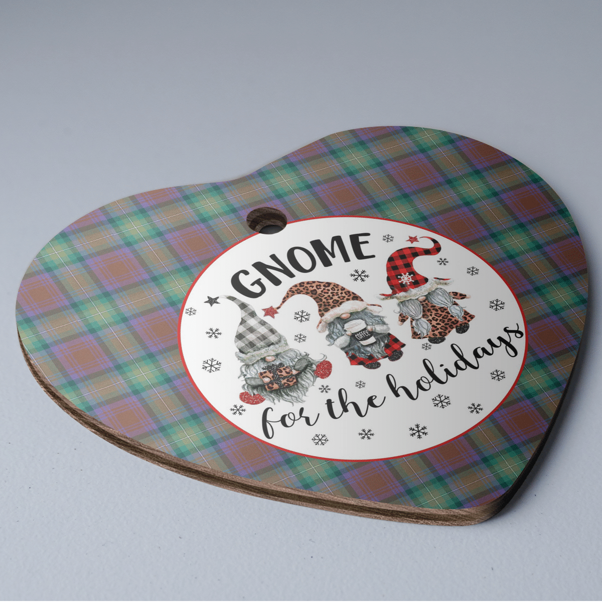 Clan Isle of Skye Tartan Tartan Crest Gnome Heart Ceramic Ornament VO87 Isle of Skye Tartan Tartan Christmas   