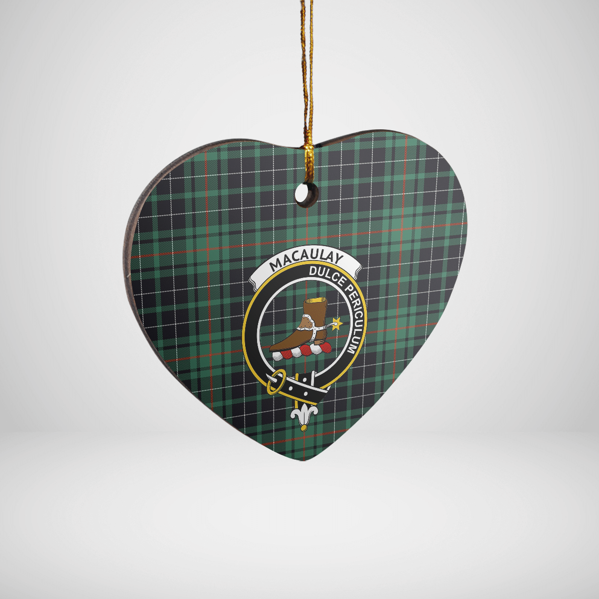 Clan MacAulay Hunting Ancient Tartan Crest Heart Ceramic Ornament ZU63 MacAulay Hunting Ancient Tartan Tartan Christmas   