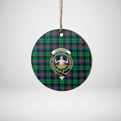 Clan Urquhart Broad Red Ancient Tartan Crest Round Ceramic Ornament FZ40 Urquhart Broad Red Ancient Tartan Tartan Christmas   