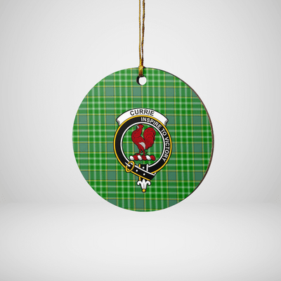 Clan Currie Tartan Crest Round Ceramic Ornament