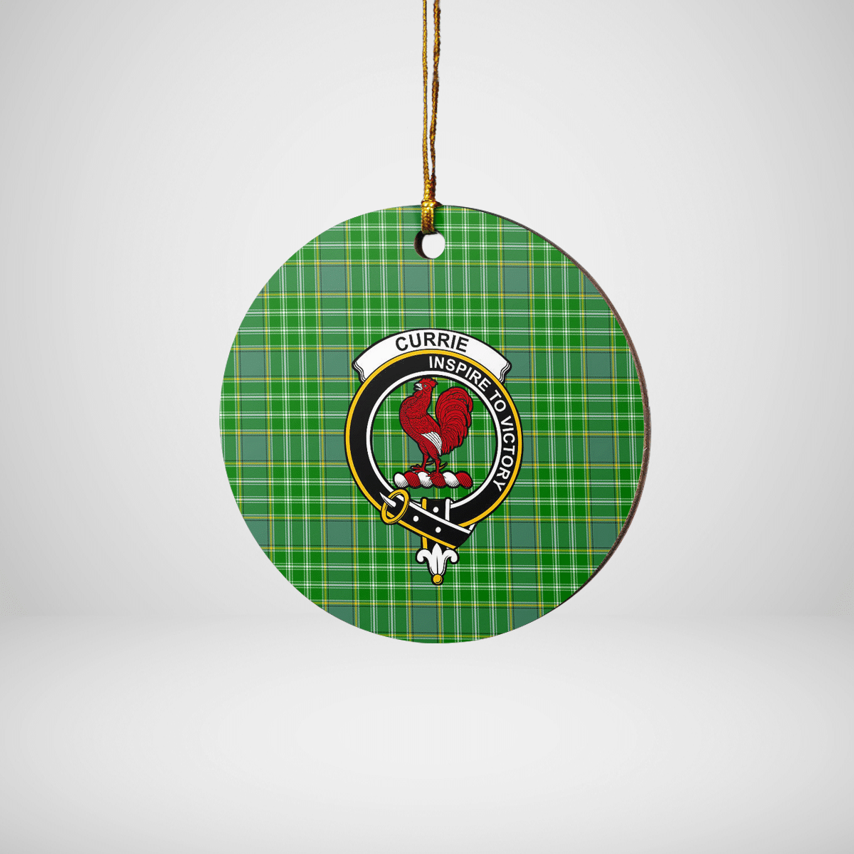 Clan Currie Tartan Crest Round Ceramic Ornament NP37 Currie Tartan Tartan Christmas   