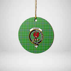Clan Currie Tartan Crest Round Ceramic Ornament NP37 Currie Tartan Tartan Christmas   