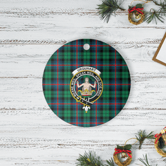Clan Urquhart Broad Red Ancient Tartan Crest Round Ceramic Ornament FZ40 Urquhart Broad Red Ancient Tartan Tartan Christmas   