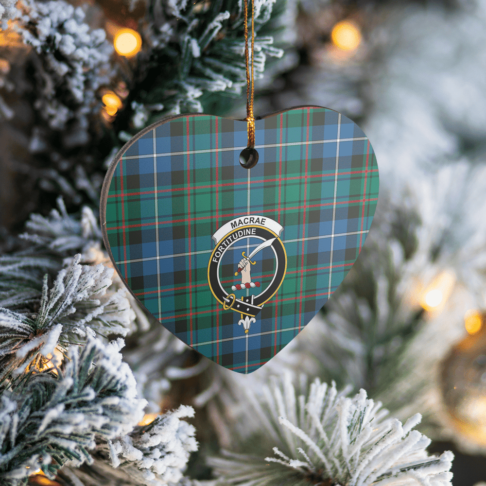 Clan MacRae Hunting Ancient Tartan Crest Heart Ceramic Ornament AZ52 MacRae Hunting Ancient Tartan Tartan Christmas   