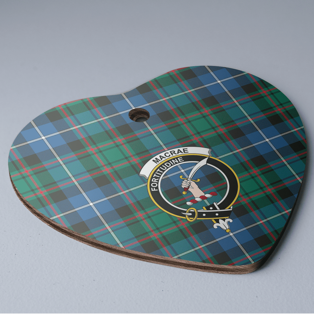 Clan MacRae Hunting Ancient Tartan Crest Heart Ceramic Ornament AZ52 MacRae Hunting Ancient Tartan Tartan Christmas   