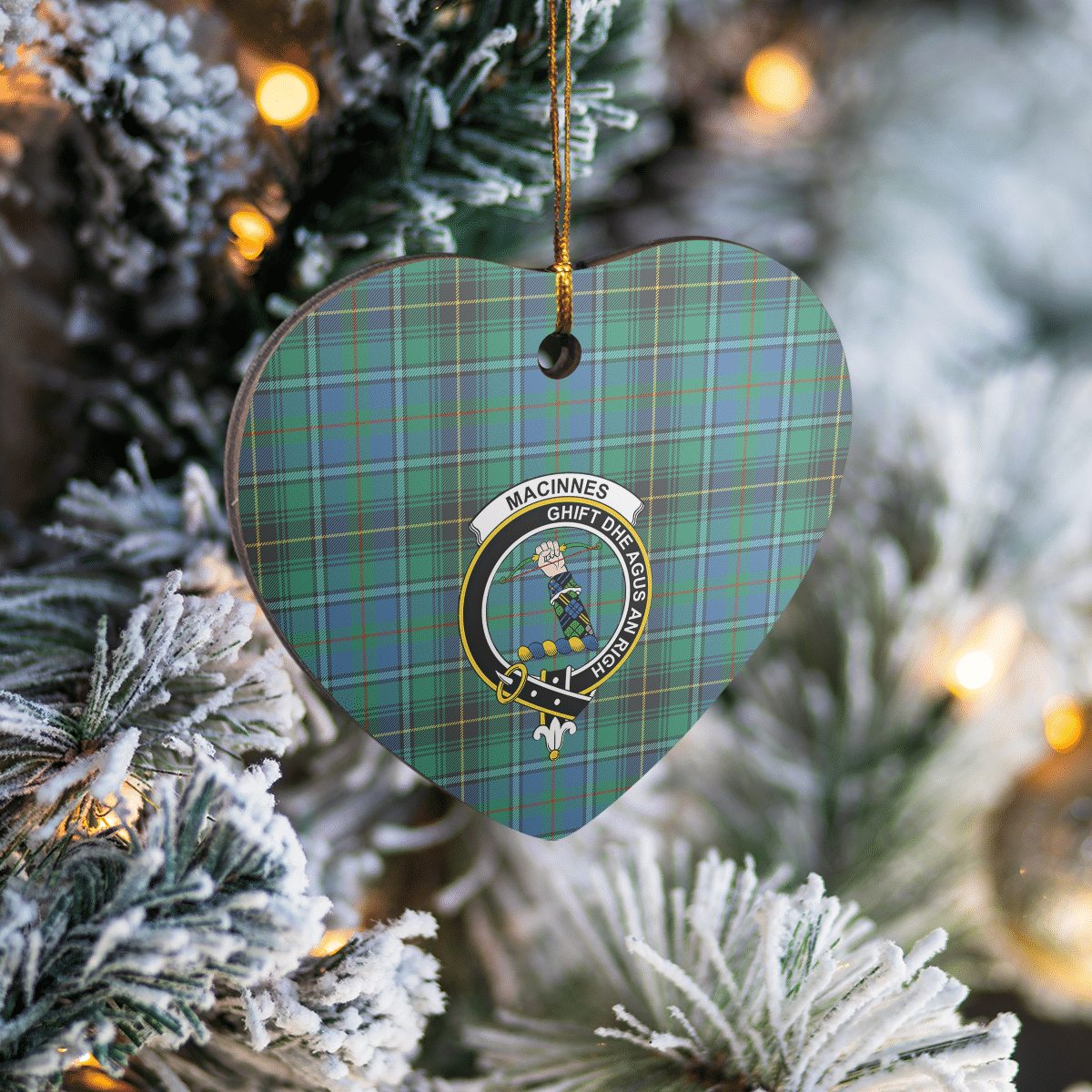 Clan MacInnes Ancient Tartan Crest Heart Ceramic Ornament ET23 MacInnes Ancient Tartan Tartan Christmas   