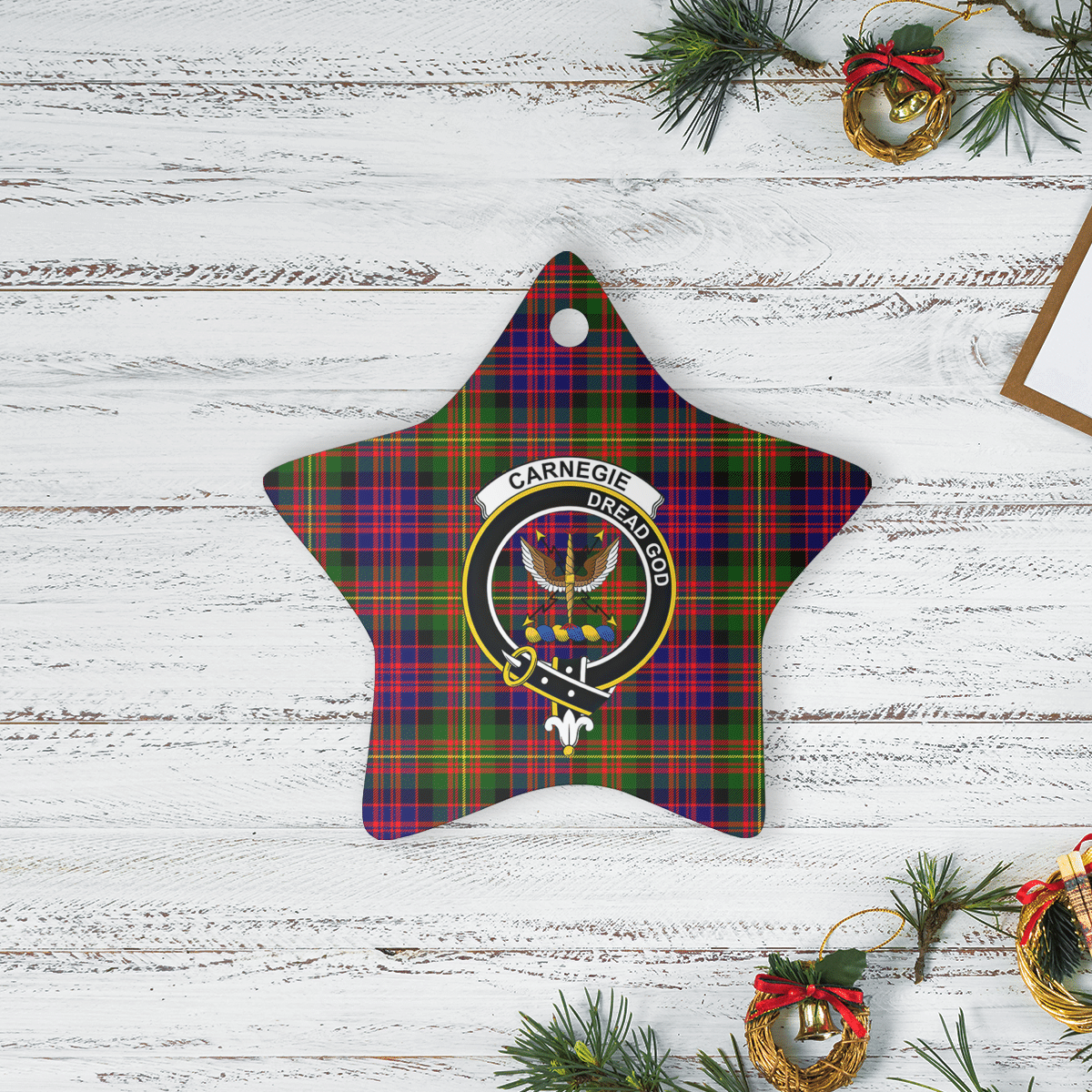 Clan Carnegie Modern Tartan Crest Star Ceramic Ornament MB35 Carnegie Modern Tartan Tartan Christmas   