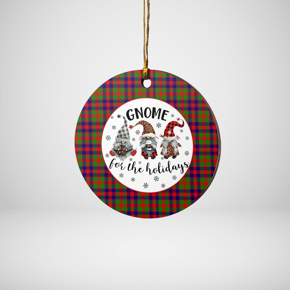 Clan Gow (or McGouan) Tartan Tartan Crest Gnome Round Ceramic Ornament AC13 Gow (or McGouan) Tartan Tartan Christmas   