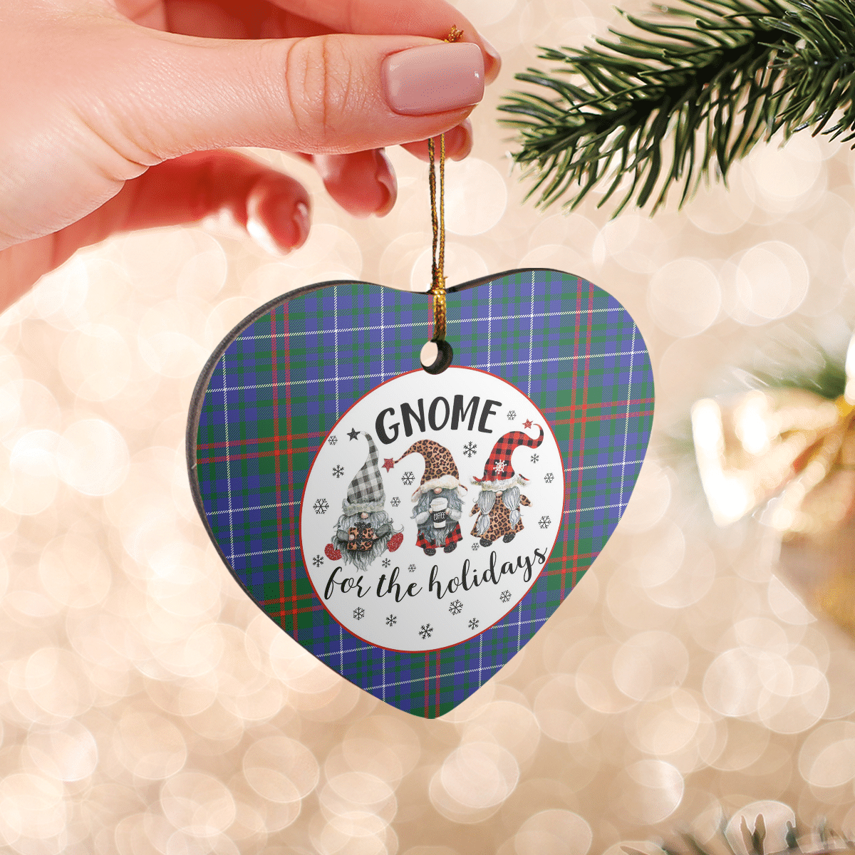 Clan Edmonstone Tartan Tartan Crest Gnome Heart Ceramic Ornament WM92 Edmonstone Tartan Tartan Christmas   