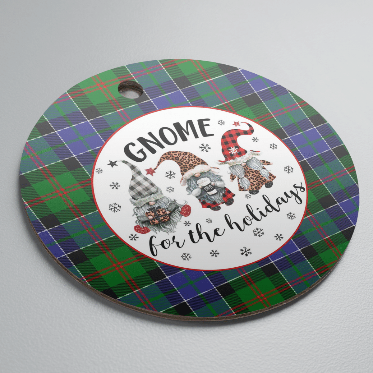 Clan Paterson Tartan Tartan Crest Gnome Round Ceramic Ornament OZ54 Paterson Tartan Tartan Christmas   