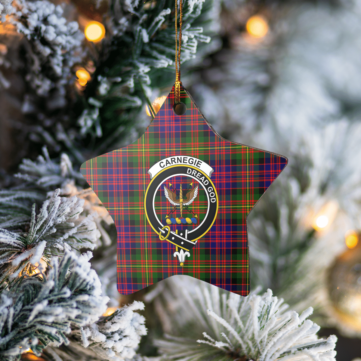 Clan Carnegie Modern Tartan Crest Star Ceramic Ornament MB35 Carnegie Modern Tartan Tartan Christmas   