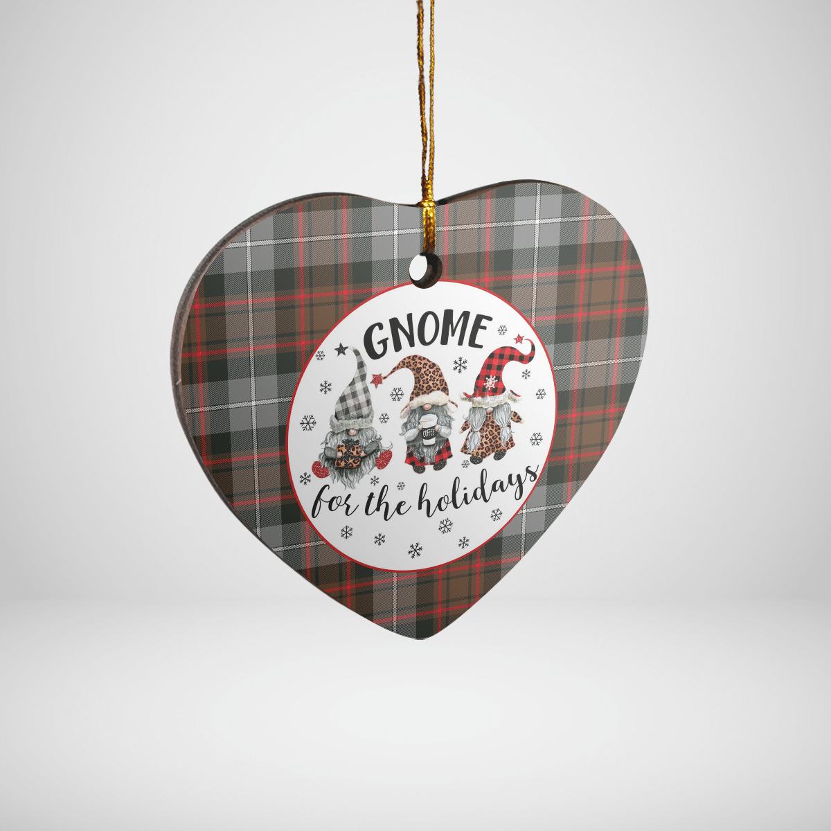 Clan MacRae Hunting Weathered Tartan Tartan Crest Gnome Heart Ceramic Ornament VA78 MacRae Hunting Weathered Tartan Tartan Christmas   