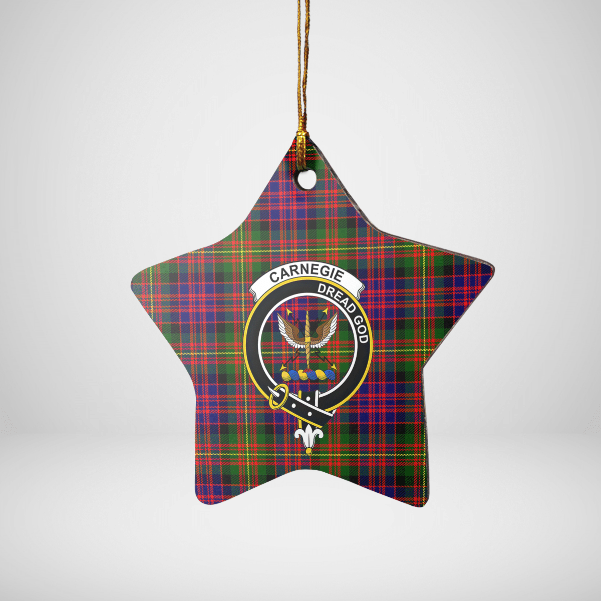 Clan Carnegie Modern Tartan Crest Star Ceramic Ornament MB35 Carnegie Modern Tartan Tartan Christmas   