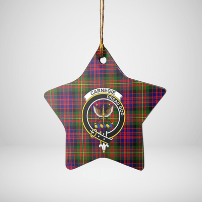 Clan Carnegie Modern Tartan Crest Star Ceramic Ornament MB35