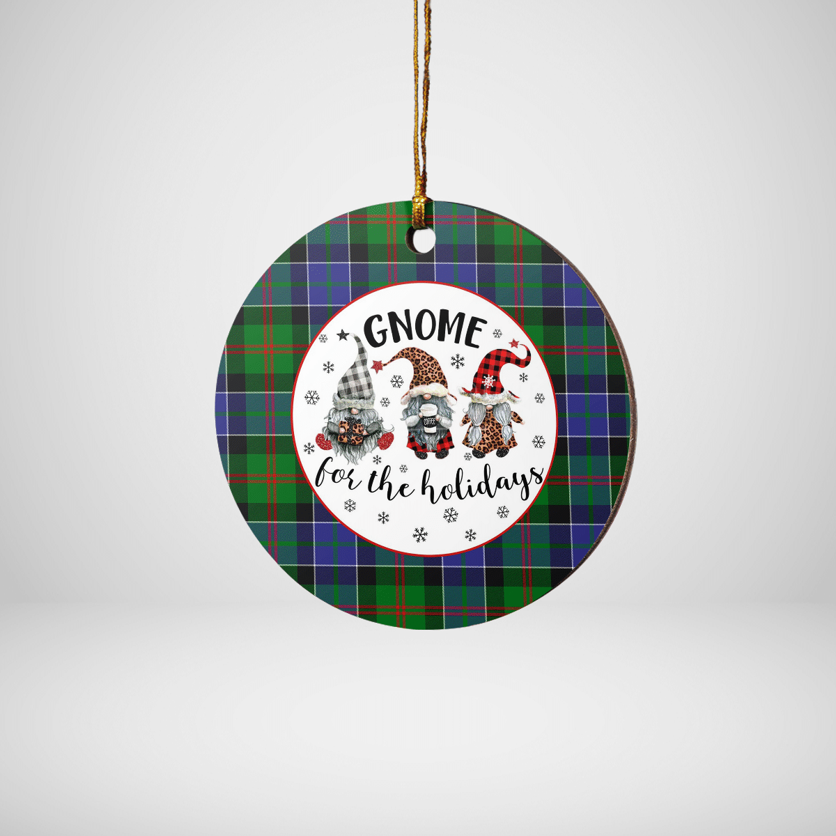 Clan Paterson Tartan Tartan Crest Gnome Round Ceramic Ornament OZ54 Paterson Tartan Tartan Christmas   