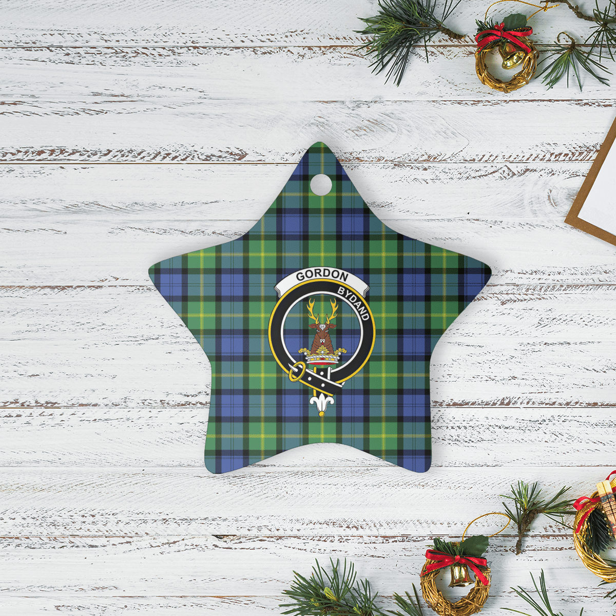Clan Gordon Old Ancient Tartan Crest Star Ceramic Ornament FK26 Gordon Old Ancient Tartan Tartan Christmas   