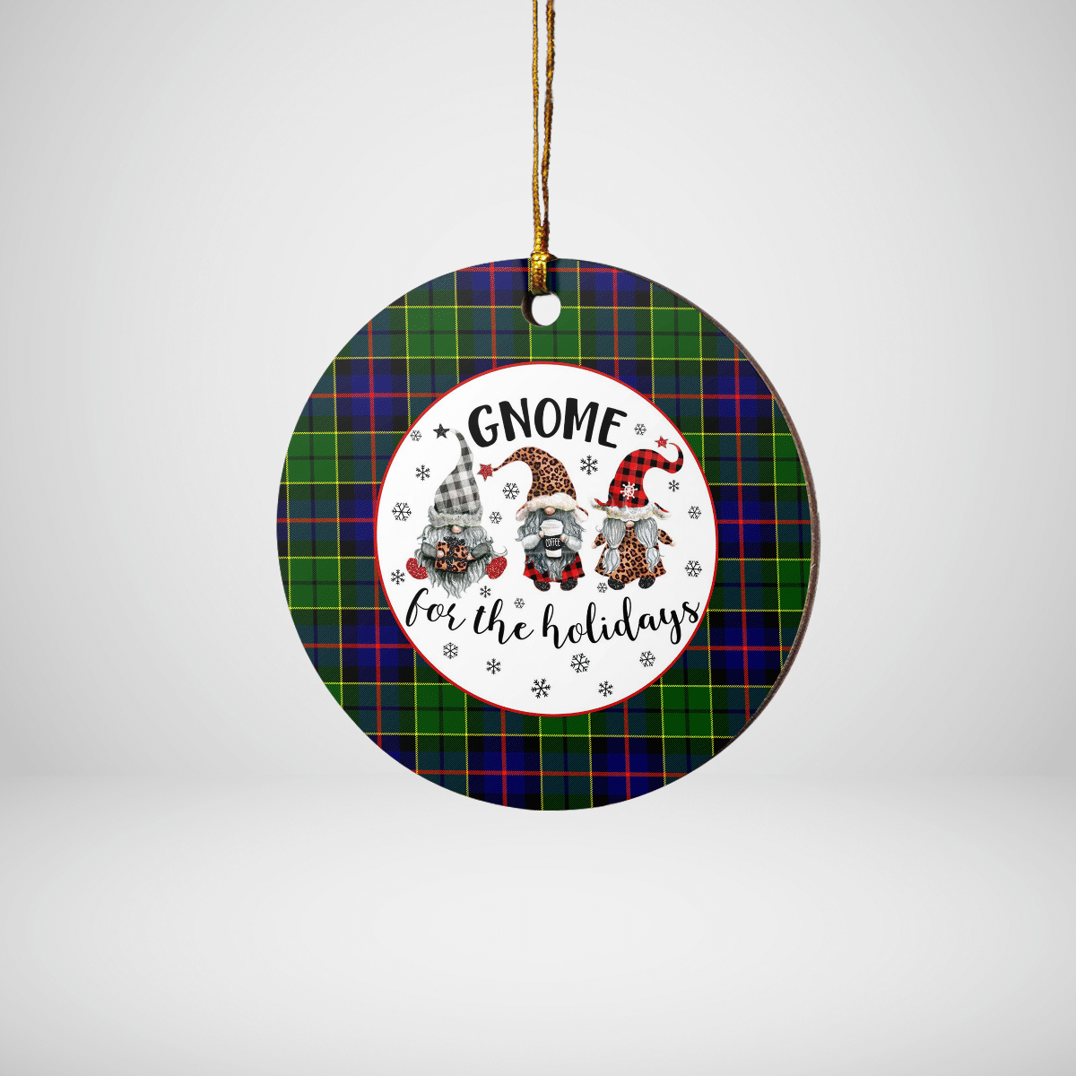 Clan Forsyth Modern Tartan Tartan Crest Gnome Round Ceramic Ornament MZ74 Forsyth Modern Tartan Tartan Christmas   