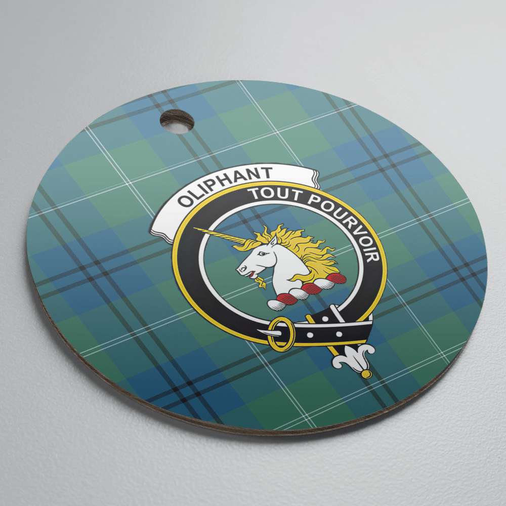 Clan Oliphant Ancient Tartan Crest Round Ceramic Ornament SI27 Oliphant Ancient Tartan Tartan Christmas   
