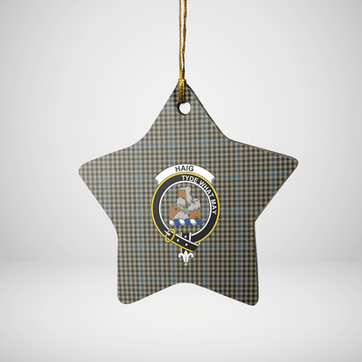 Clan Haig Check Tartan Crest Star Ceramic Ornament