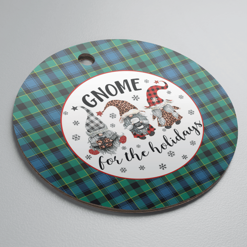 Clan Mowat Tartan Tartan Crest Gnome Round Ceramic Ornament LA79 Mowat Tartan Tartan Christmas   