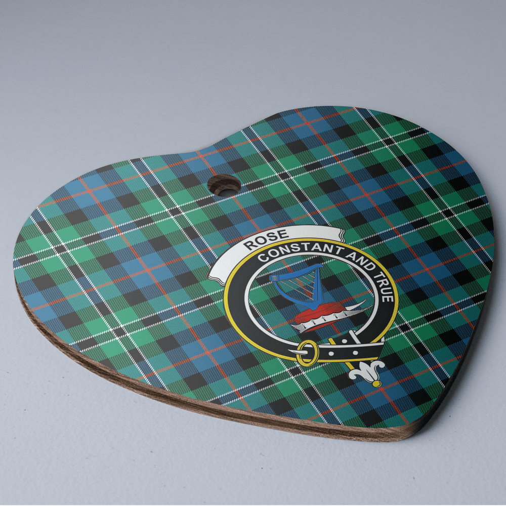 Clan Rose Hunting Ancient Tartan Crest Heart Ceramic Ornament AG20 Rose Hunting Ancient Tartan Tartan Christmas   