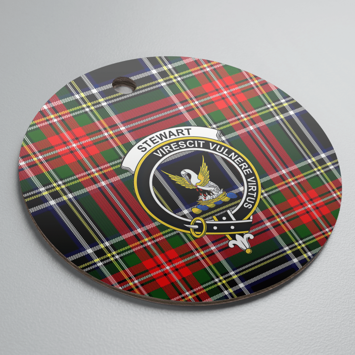 Clan Stewart Black Tartan Crest Round Ceramic Ornament YA31 Stewart Black Tartan Tartan Christmas   