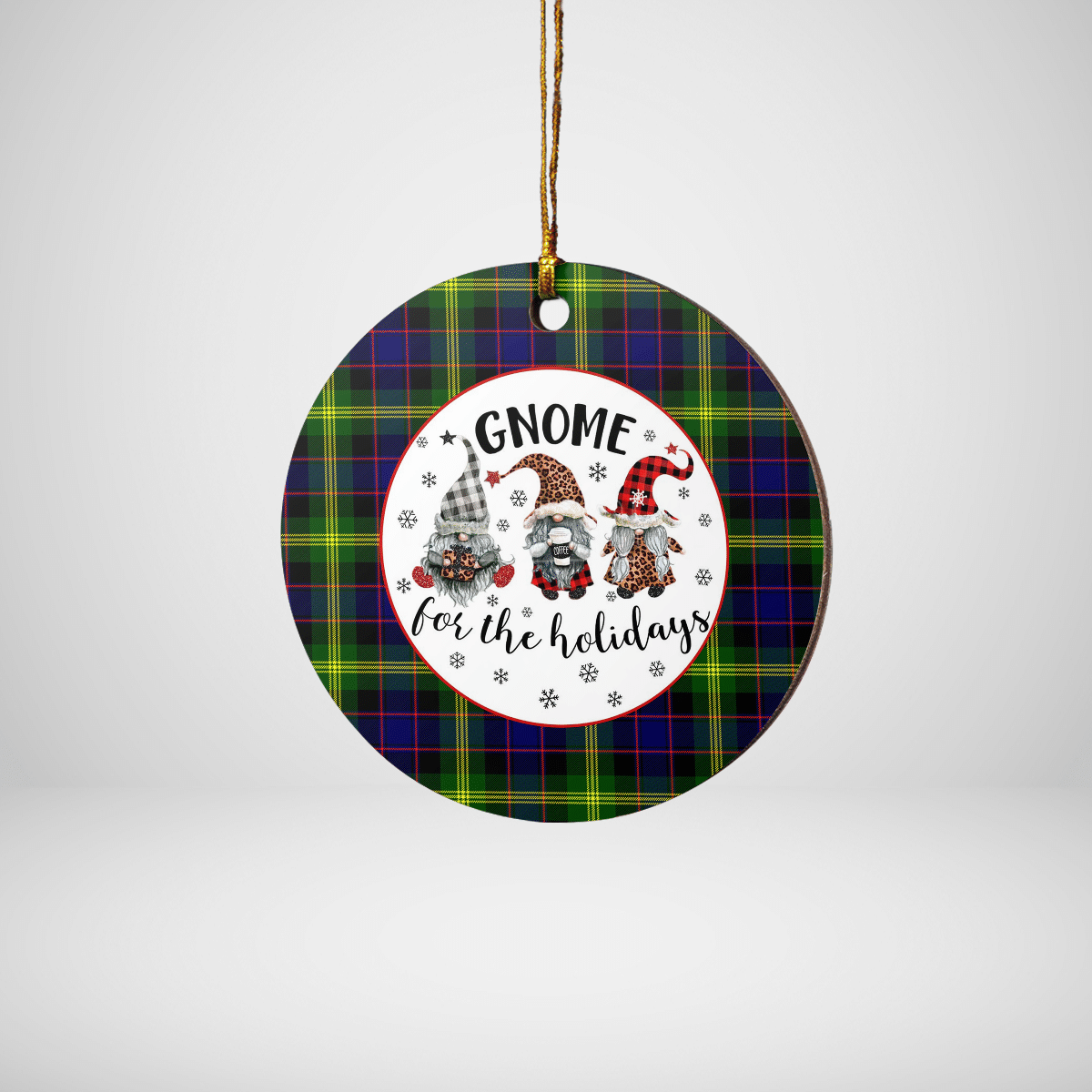 Clan Watson Modern Tartan Tartan Crest Gnome Round Ceramic Ornament JJ58 Watson Modern Tartan Tartan Christmas   