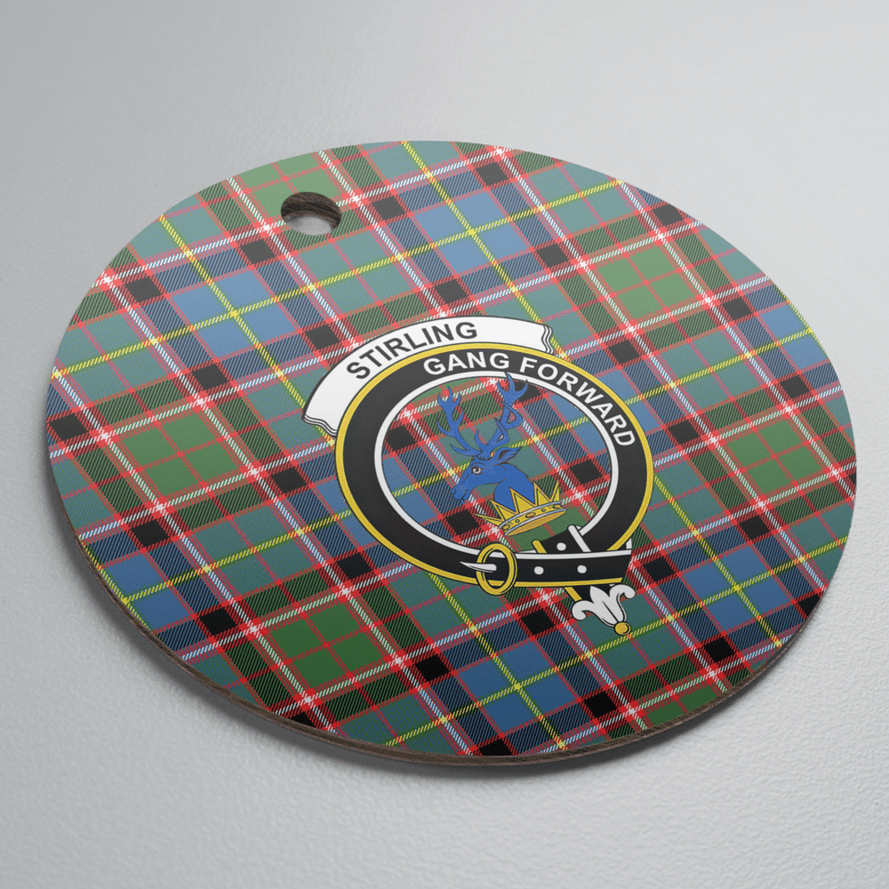 Clan Stirling (of Cadder-Present Chief) Tartan Crest Round Ceramic Ornament WP33 Stirling (of Cadder-Present Chief) Tartan Tartan Christmas   