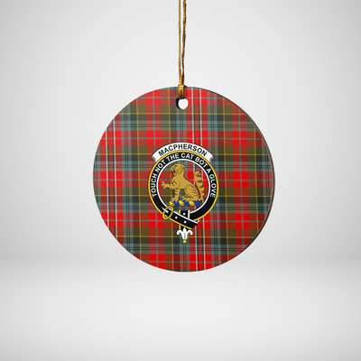 Clan MacPherson Weathered Tartan Crest Round Ceramic Ornament