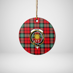 Clan Kerr Ancient Tartan Crest Round Ceramic Ornament YR94 Kerr Ancient Tartan Tartan Christmas   