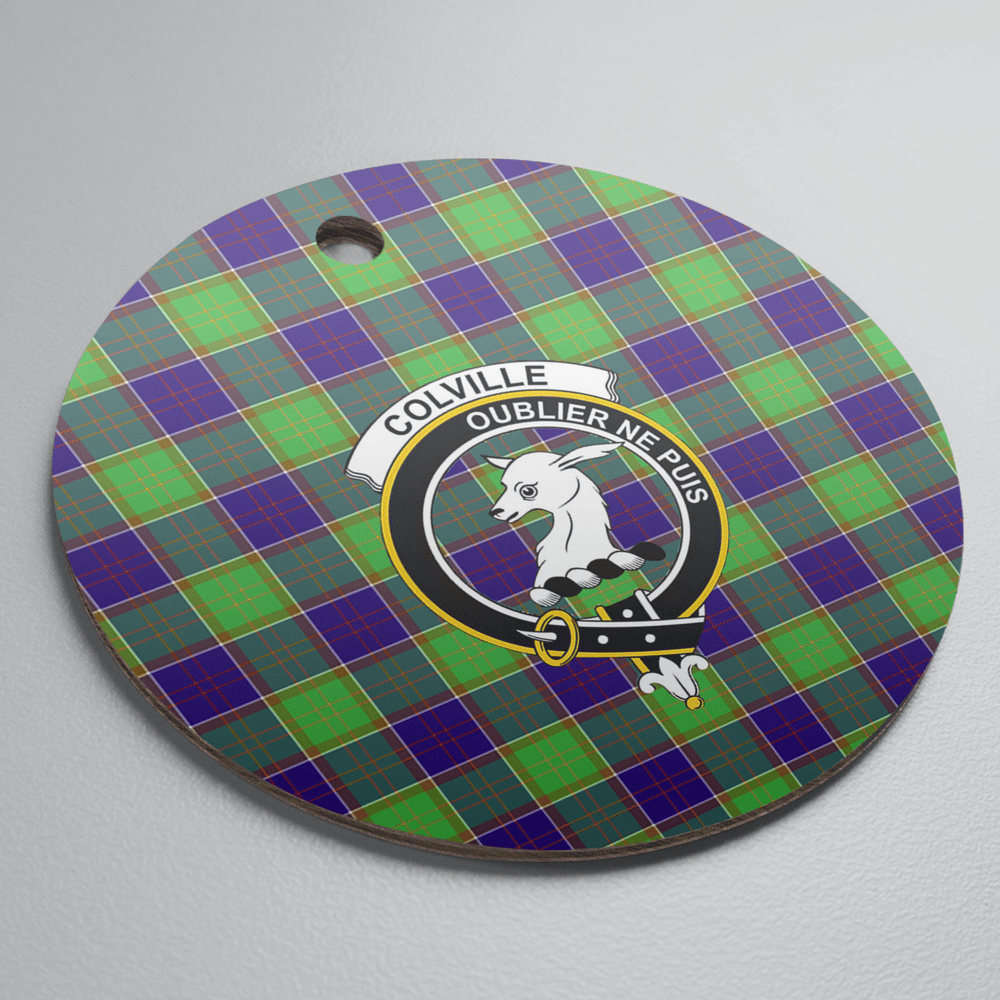 Clan Colville Tartan Crest Round Ceramic Ornament AA55 Colville Tartan Tartan Christmas   