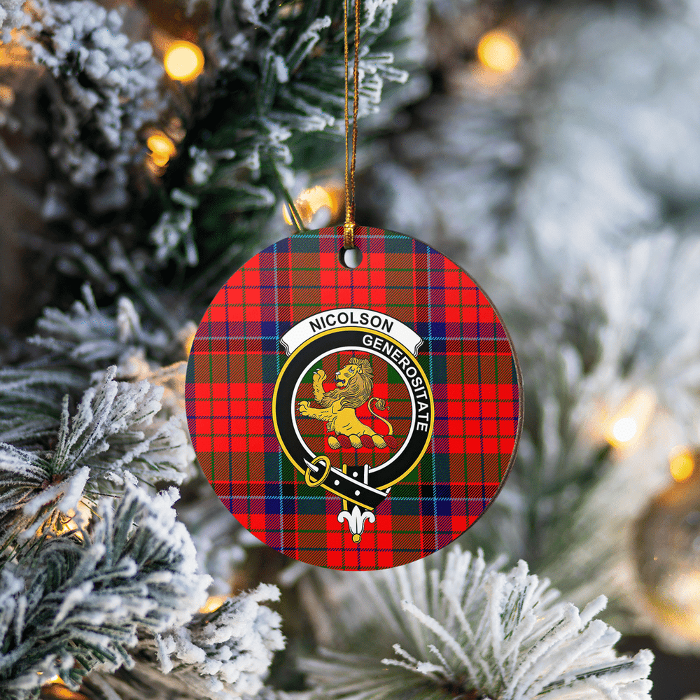 Clan Nicolson Modern Tartan Crest Round Ceramic Ornament YU83 Nicolson Modern Tartan Tartan Christmas   