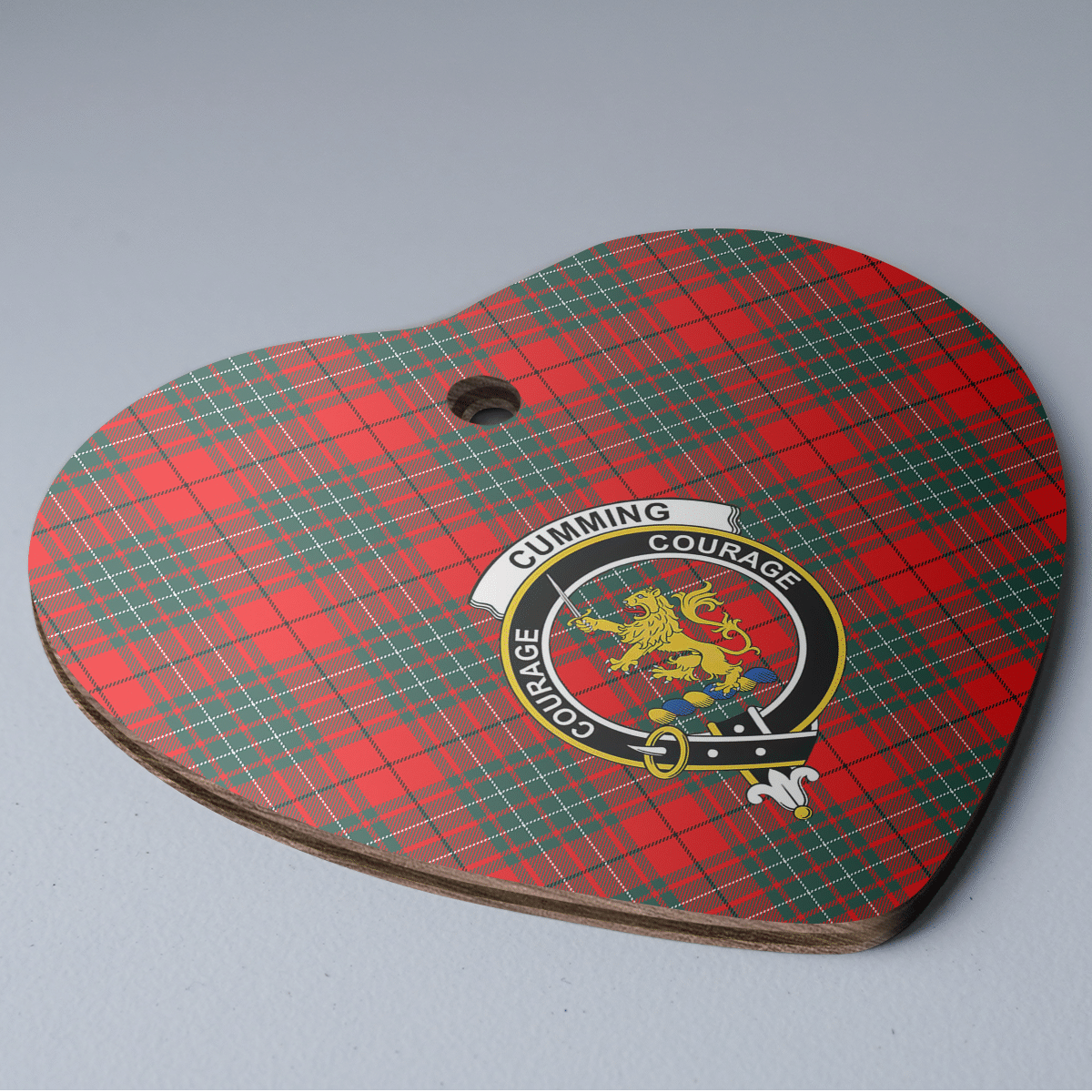 Clan Cumming Modern Tartan Crest Heart Ceramic Ornament CI99 Cumming Modern Tartan Tartan Christmas   