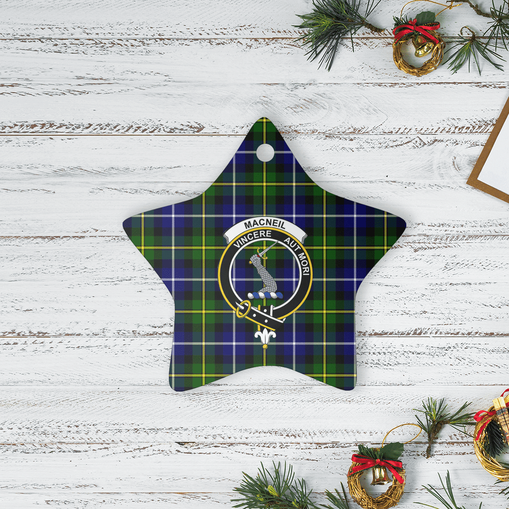 Clan MacNeil of Barra Modern Tartan Crest Star Ceramic Ornament YP37 MacNeil of Barra Modern Tartan Tartan Christmas   