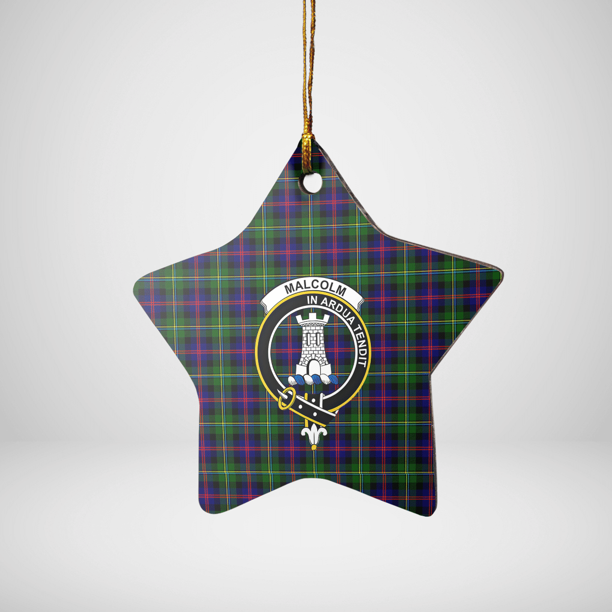 Clan Malcolm Modern Tartan Crest Star Ceramic Ornament YA73 Malcolm Modern Tartan Tartan Christmas   