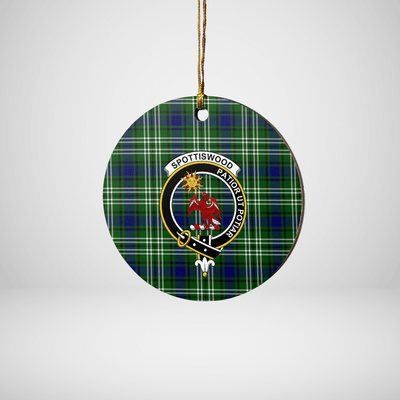 Clan Spottiswood (Tweedside) Tartan Crest Round Ceramic Ornament BW83