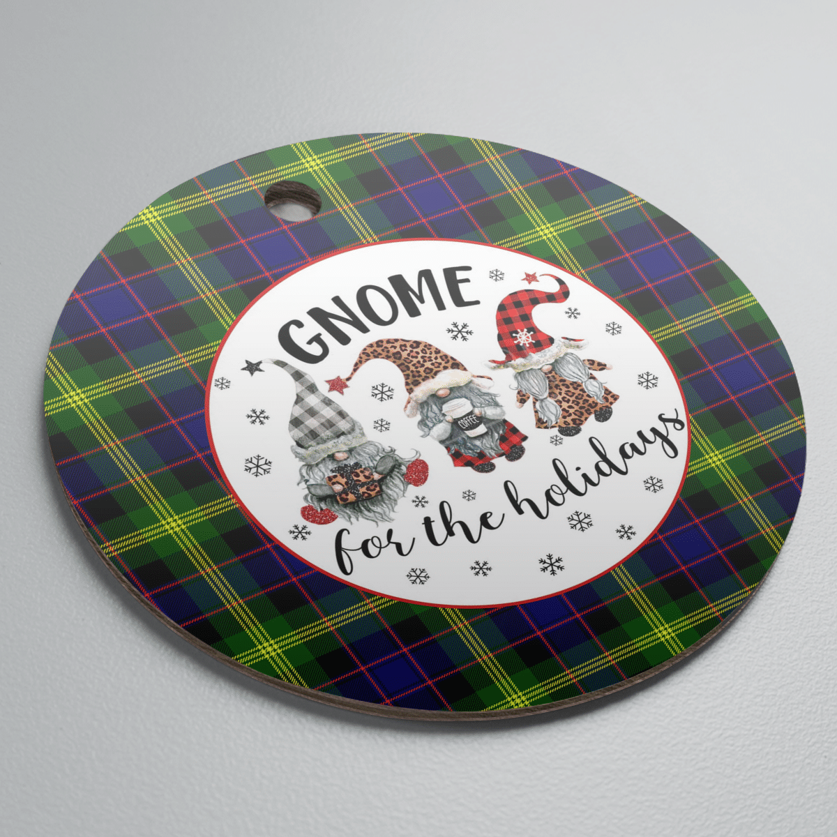 Clan Watson Modern Tartan Tartan Crest Gnome Round Ceramic Ornament JJ58 Watson Modern Tartan Tartan Christmas   