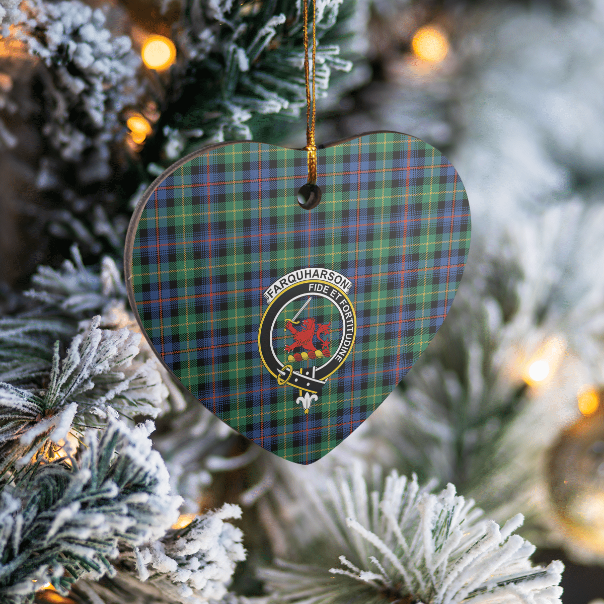 Clan Farquharson Ancient Tartan Crest Heart Ceramic Ornament YE95 Farquharson Ancient Tartan Tartan Christmas   