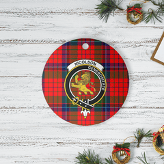 Clan Nicolson Modern Tartan Crest Round Ceramic Ornament YU83 Nicolson Modern Tartan Tartan Christmas   