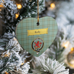 Clan Kelly Dress Tartan Crest Heart Ceramic Ornament IX37 Kelly Dress Tartan Tartan Christmas   