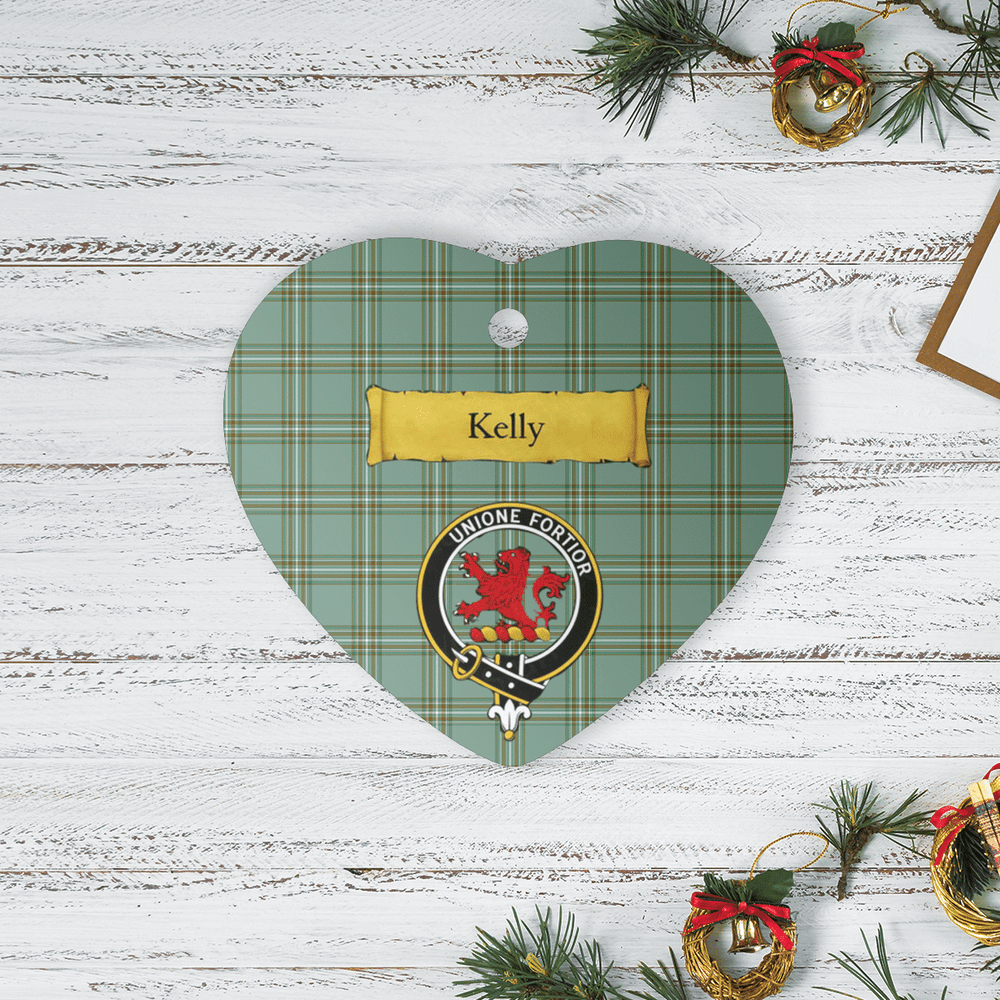 Clan Kelly Dress Tartan Crest Heart Ceramic Ornament IX37 Kelly Dress Tartan Tartan Christmas   