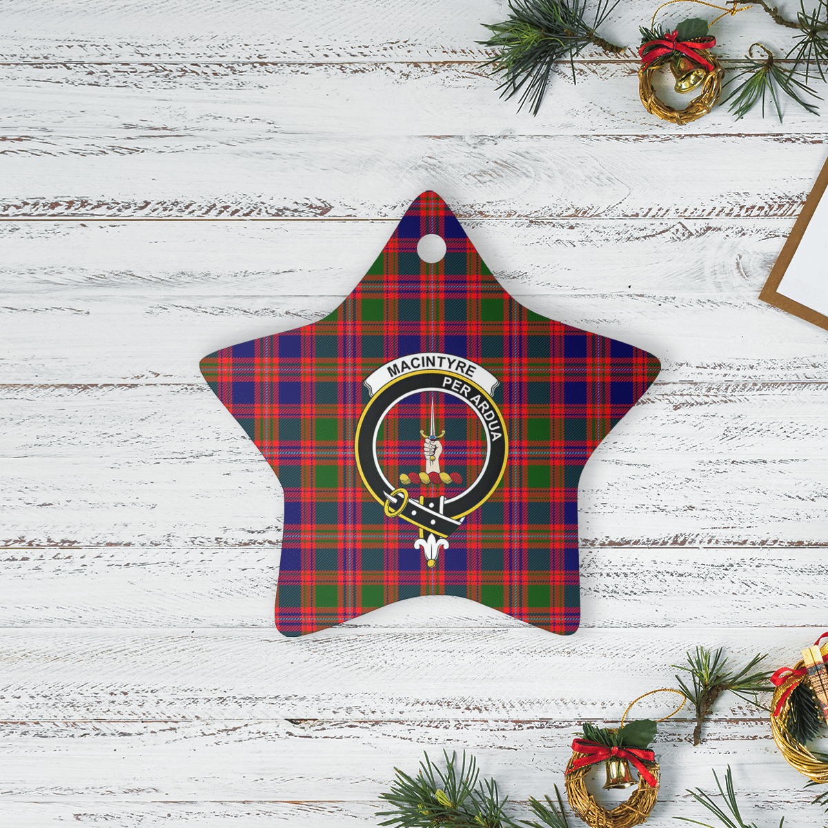 Clan MacIntyre Modern Tartan Crest Star Ceramic Ornament MI80 MacIntyre Modern Tartan Tartan Christmas   